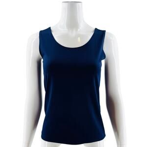 Chicos Womens Tank Top Size 0 / US S Navy Blue Stretch Knit Scoop Neck Shell